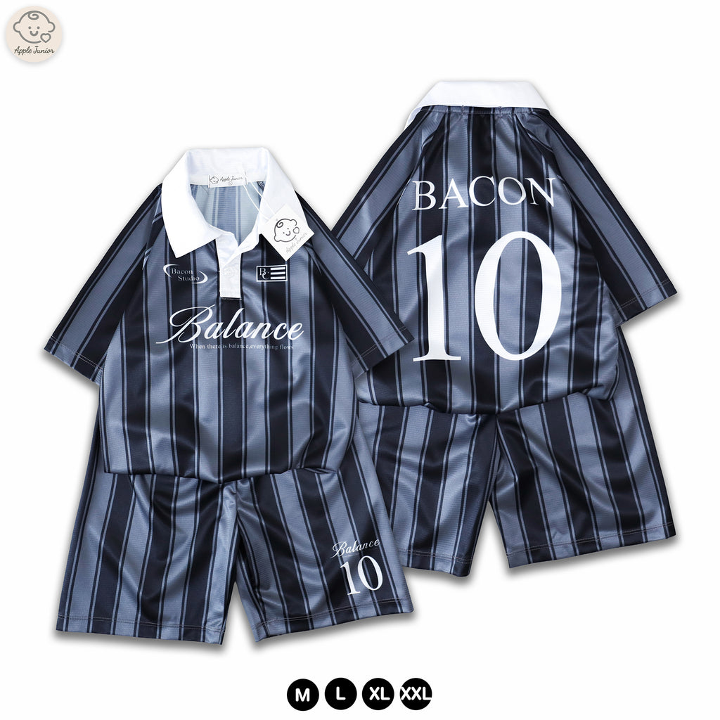 Stripe Kids Sport Jersey Set - Black