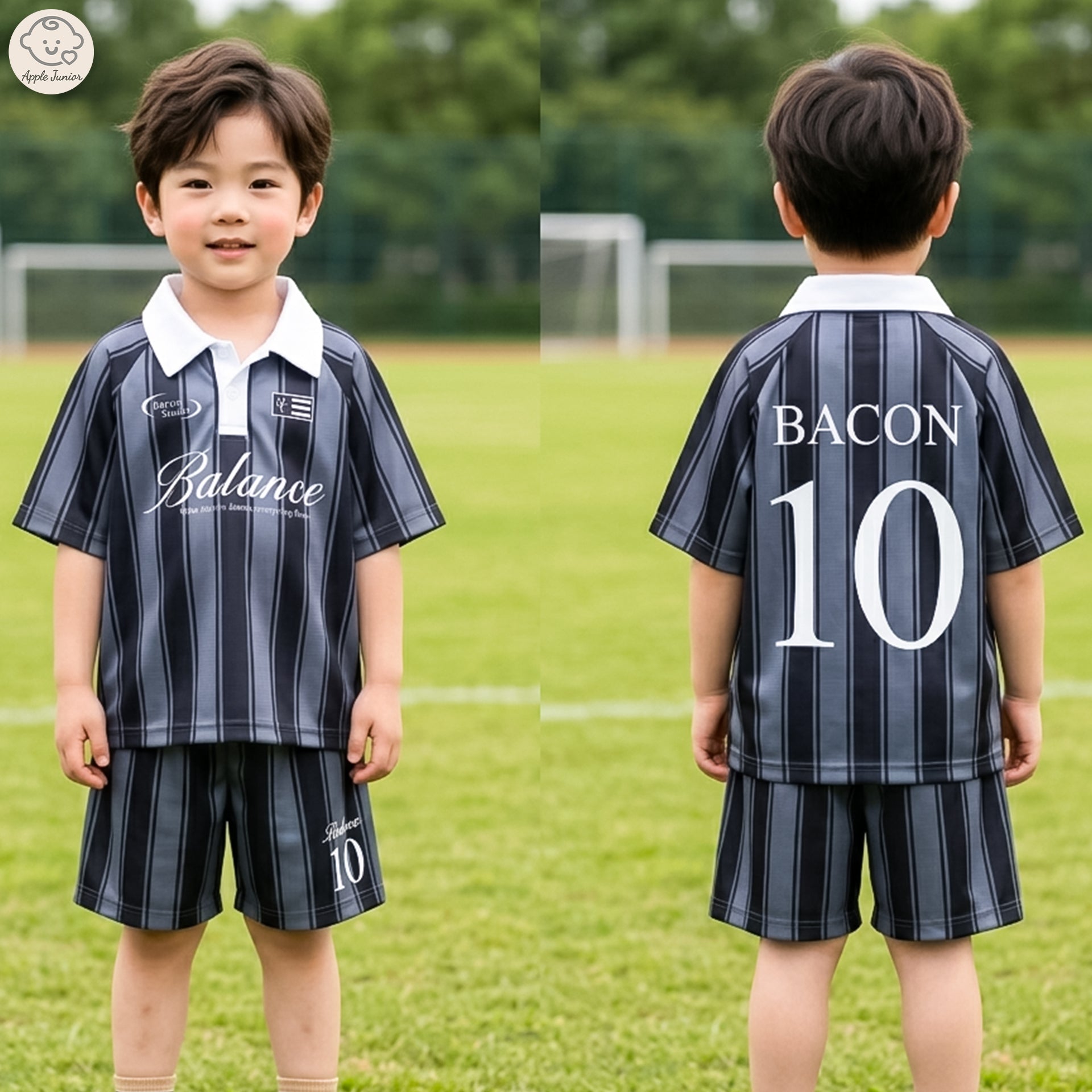 Stripe Kids Sport Jersey Set - Black